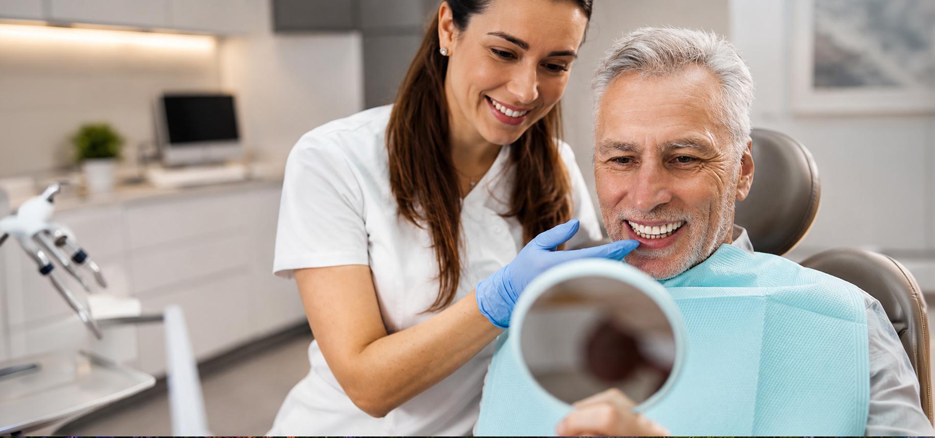 Man with healthy gums after periodontal care
